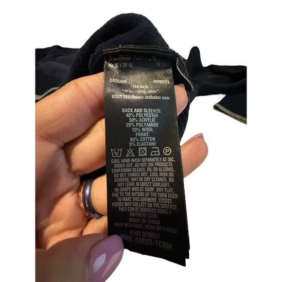 TED BAKER London Wool 6 2XL Crewneck Sweater Sweatshirt Navy Ribbed Men #IJ11-5 - Picture 10 of 12